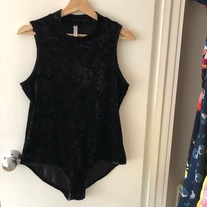 Velvet mock neck bodysuit